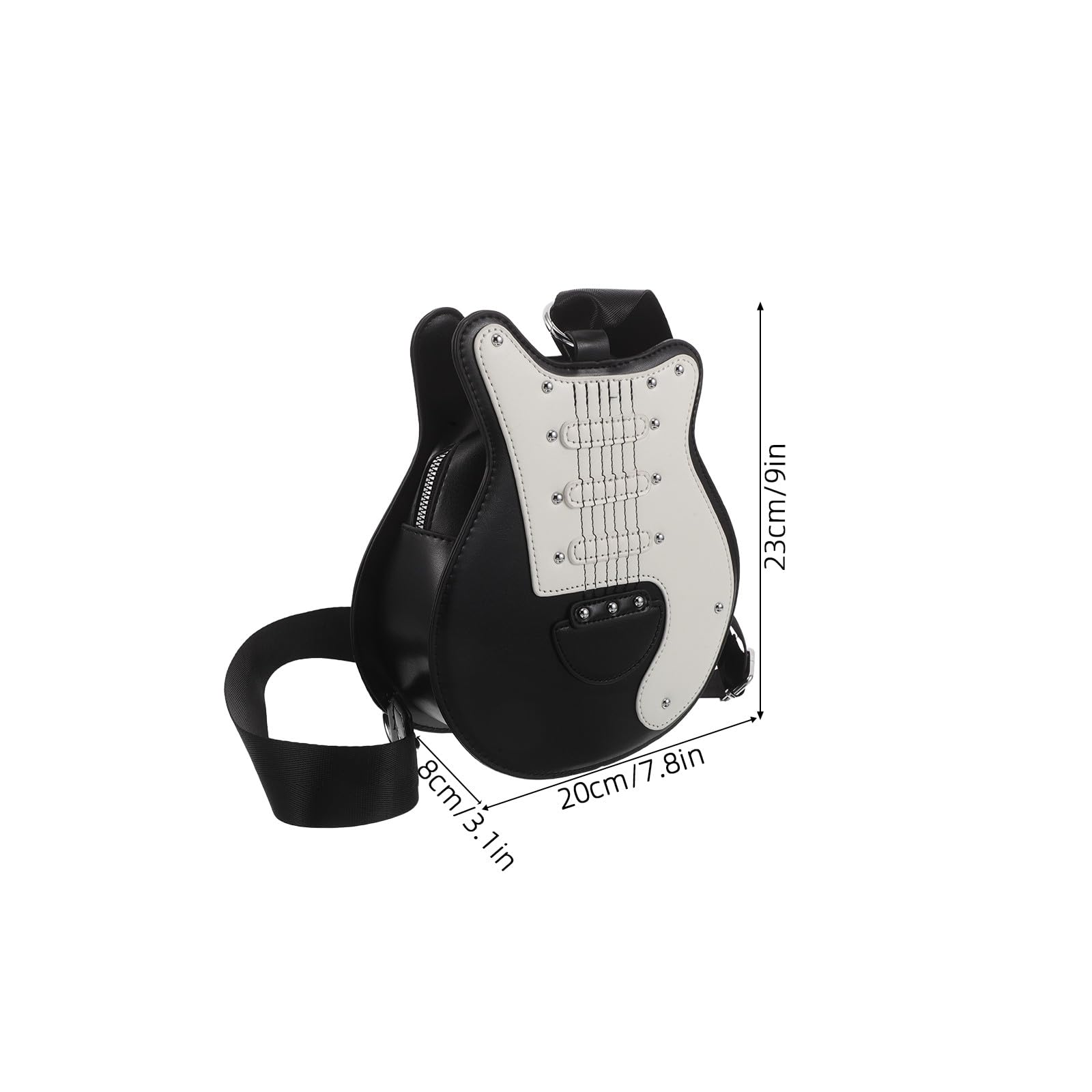 Gatuida Borsa a tracolla in PU a forma di chitarra - Borsa a tema musica acustica bianca e nera - a tracolla per feste - carina e originale per ragazze e donne