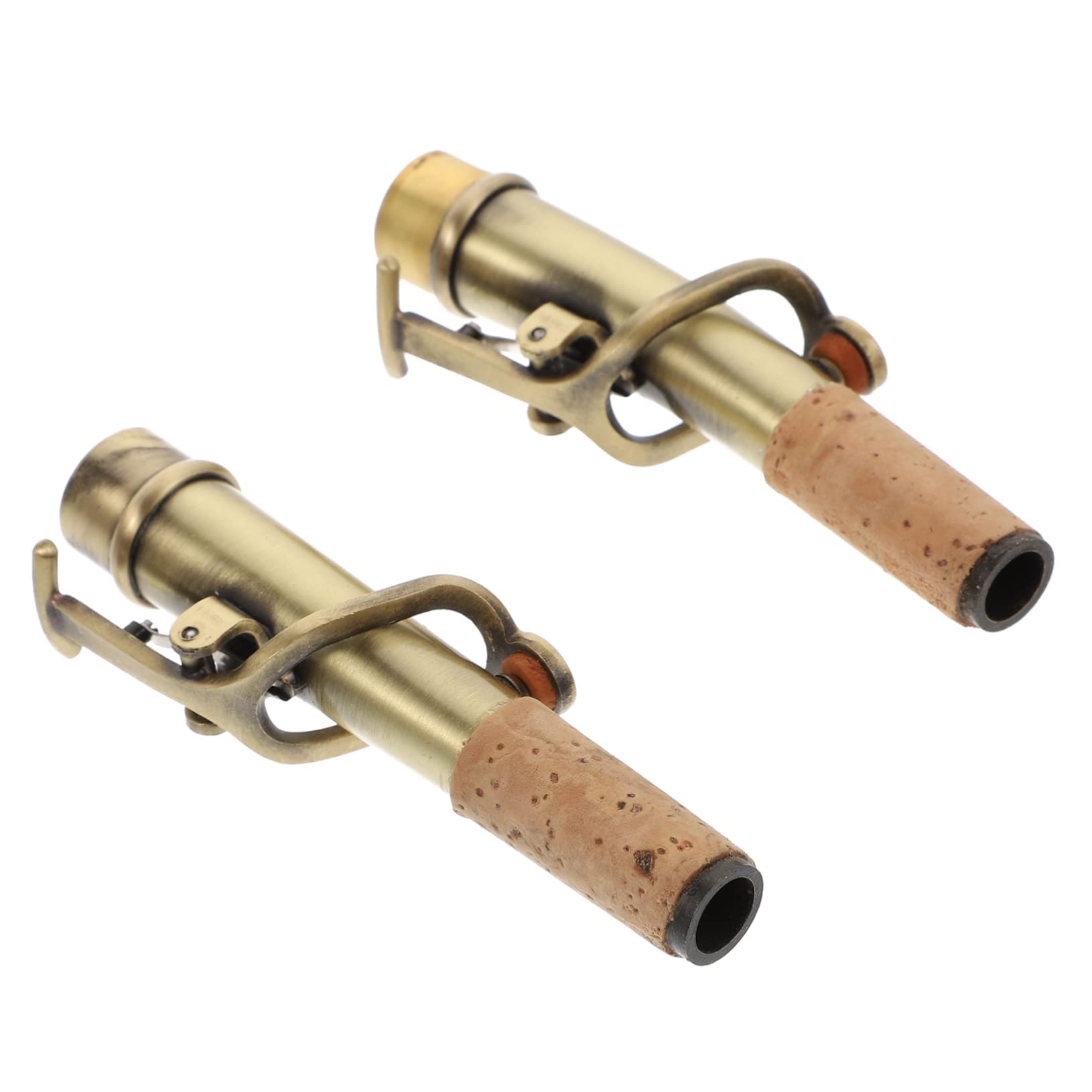 Collo Dritto per Sassofono Vintage 2 Pezzi in Bronzo | Curvatura Coordinata, Effetto Antico, Supporto a Vibrazione Completa e Resa Sonora Tridimensionale