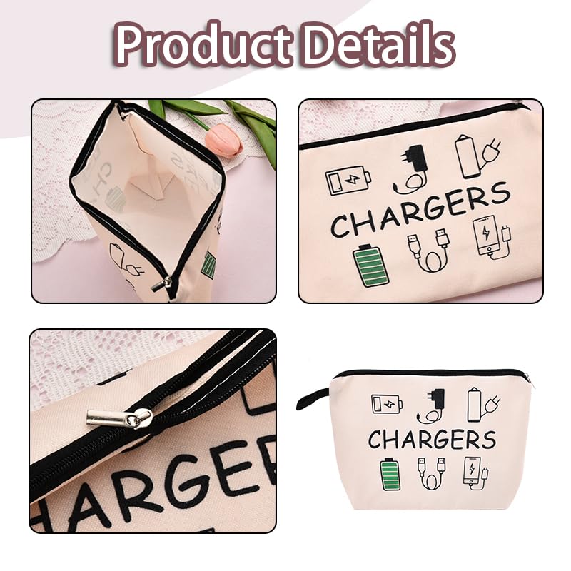 Charging Cable Organiser Bag for Women Men Chargers Organiser Bag for Travel Backpack with Zipper Toiletry Pouch Gifts for Friends Daughter Son - Image 4