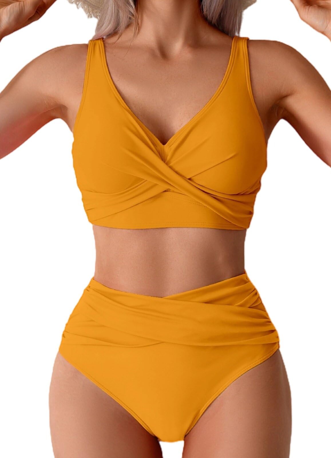 Sangdut Bikini Damen Set Push up High Waist Sexy Triangel Breites Unterbrustband Mit Cups Zweiteiliger Badeanzug Bademode Swimsuits