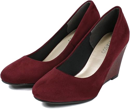 Amazon セレブル パンプス ウェッジヒール 履きやすい 歩きやすい 美脚 7cmヒール ワイン S パンプス