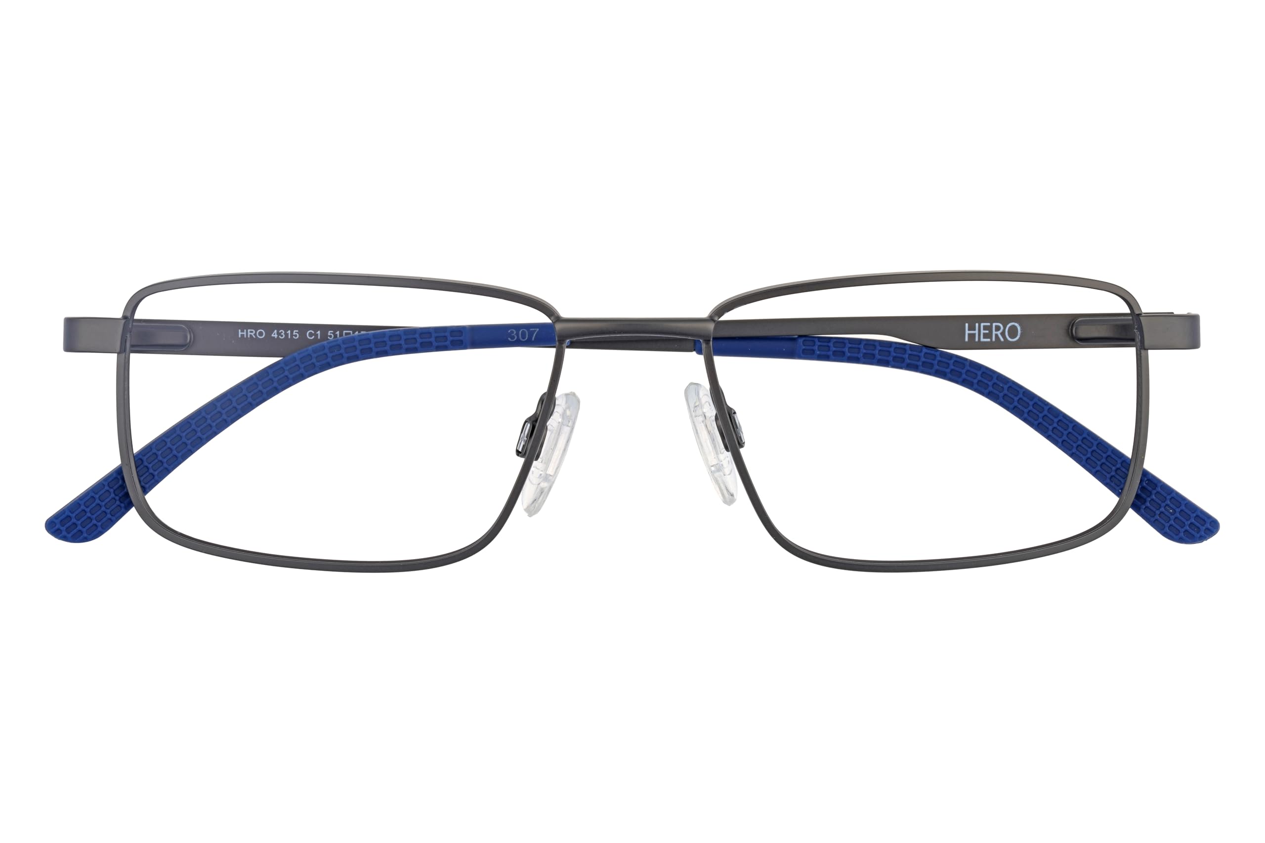 Hero Brille mit Sehstärke für Herren optional mit Sonnenbrillentönung oder Blaulichtfilter, Rechteckig, gefertigt aus Metall (inklusive Brillenetui)
