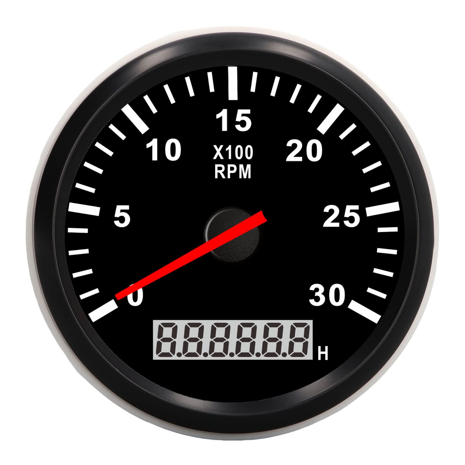 Tacómetro Marino Calibre 85mm/3,35 Pulgadas Tacómetro Calibre 3000RPM IP67 Impermeable Tacho Calibre con LCD Horómetro Retroiluminación Roja para Coche Camión Barco