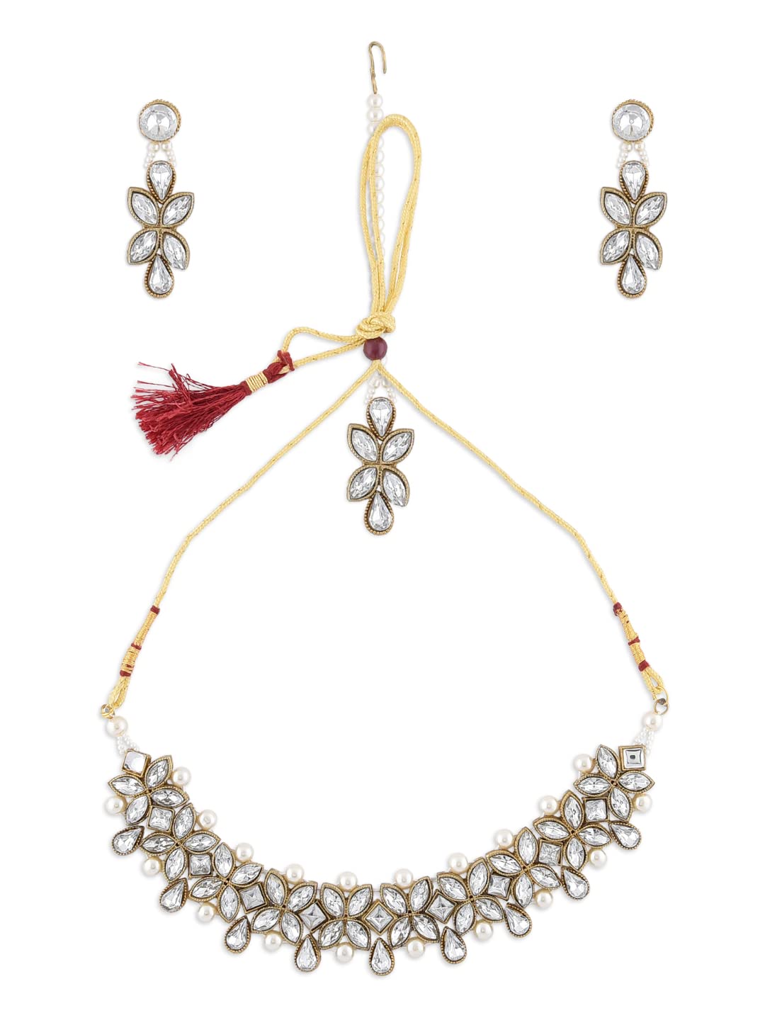ZAVERI PEARLS Alluring Crystal Shine Stones & Pearls Choker Jewellery Set For Women-ZPFK9365 (B084JT8HG1) Amazon Price History, Amazon Price Tracker