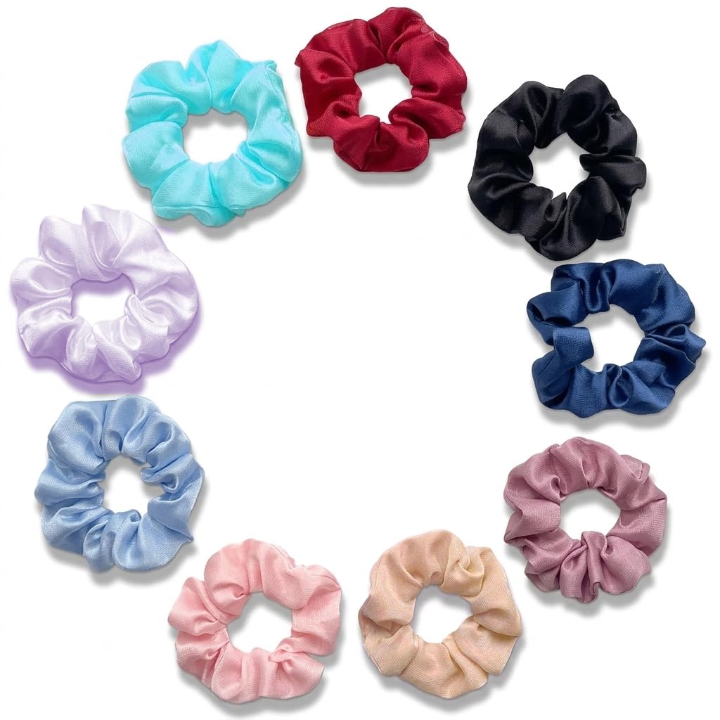 8-Pack Combo Cotton Chiffon Scrunchies | scrunchies set | under 100 | for women | for girls | hair scrunchie | scrunchie for women | silk hair band | rubber band for hair-image-12