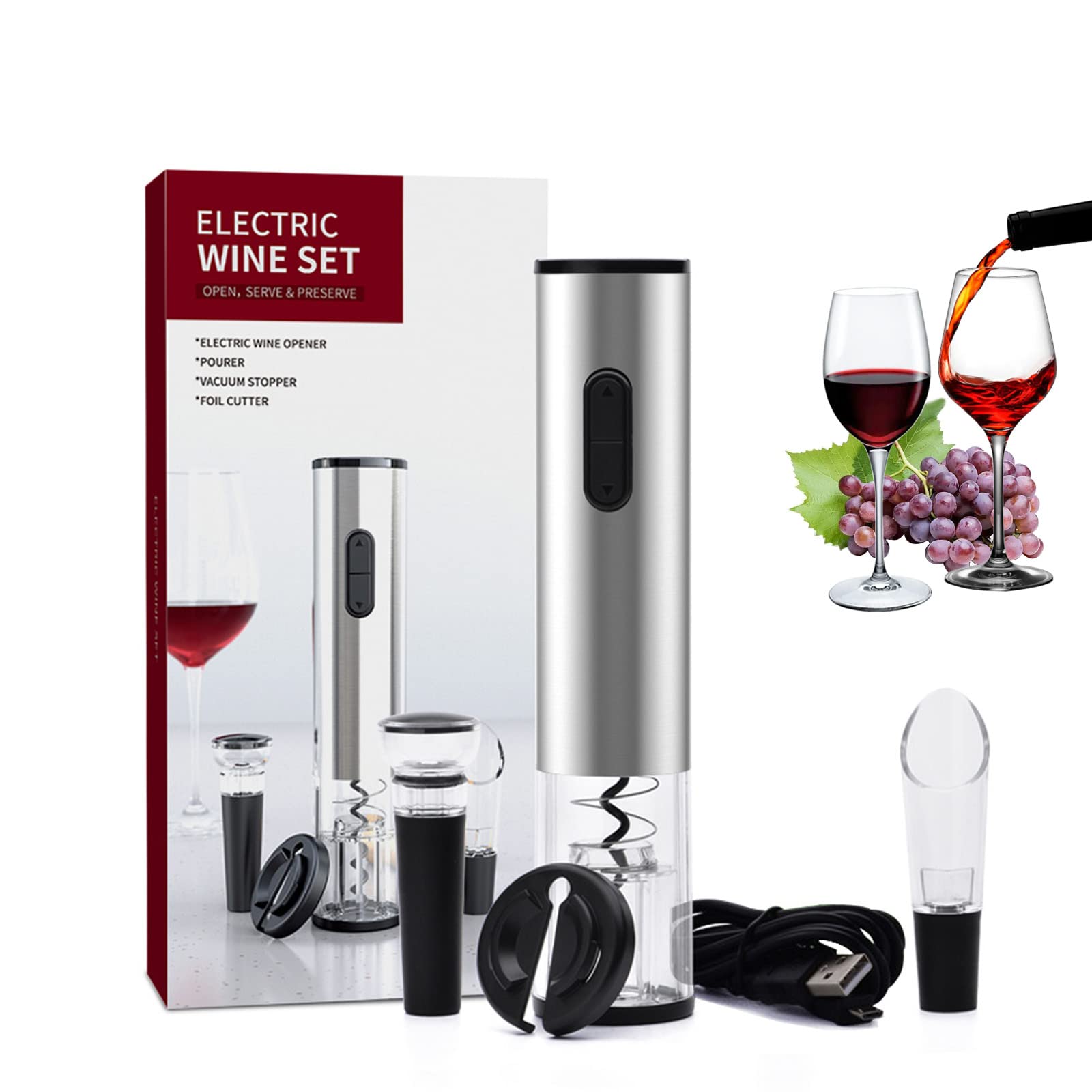Tire-Bouchon Électrique,Ouvre-Bouteille Électrique de vin de USB,Tire