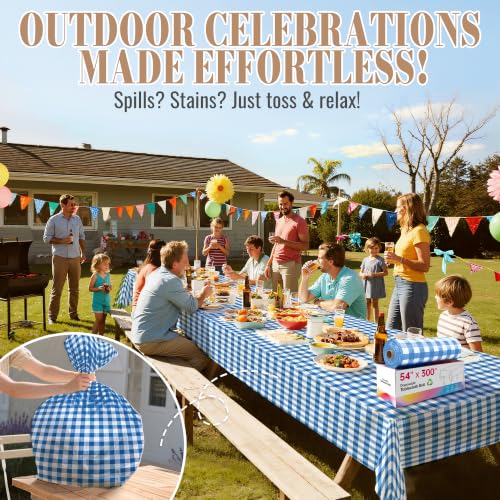 Image of Table Cover Roll, 54In x 300Ft Plastic Table Cloth Disposable