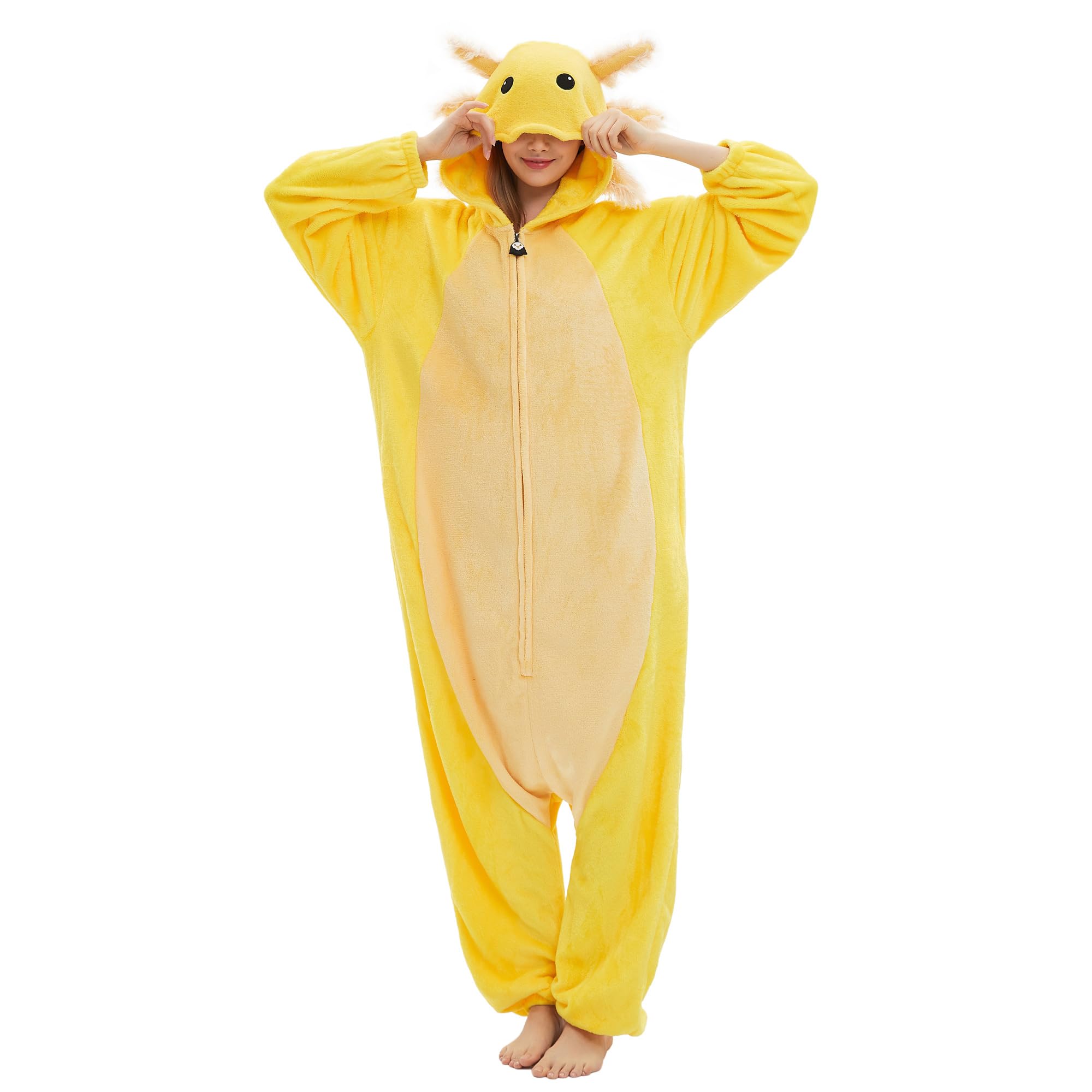 DELEY Unisex Axolotl Costume Adult Onesie Halloween Cosplay Costumes