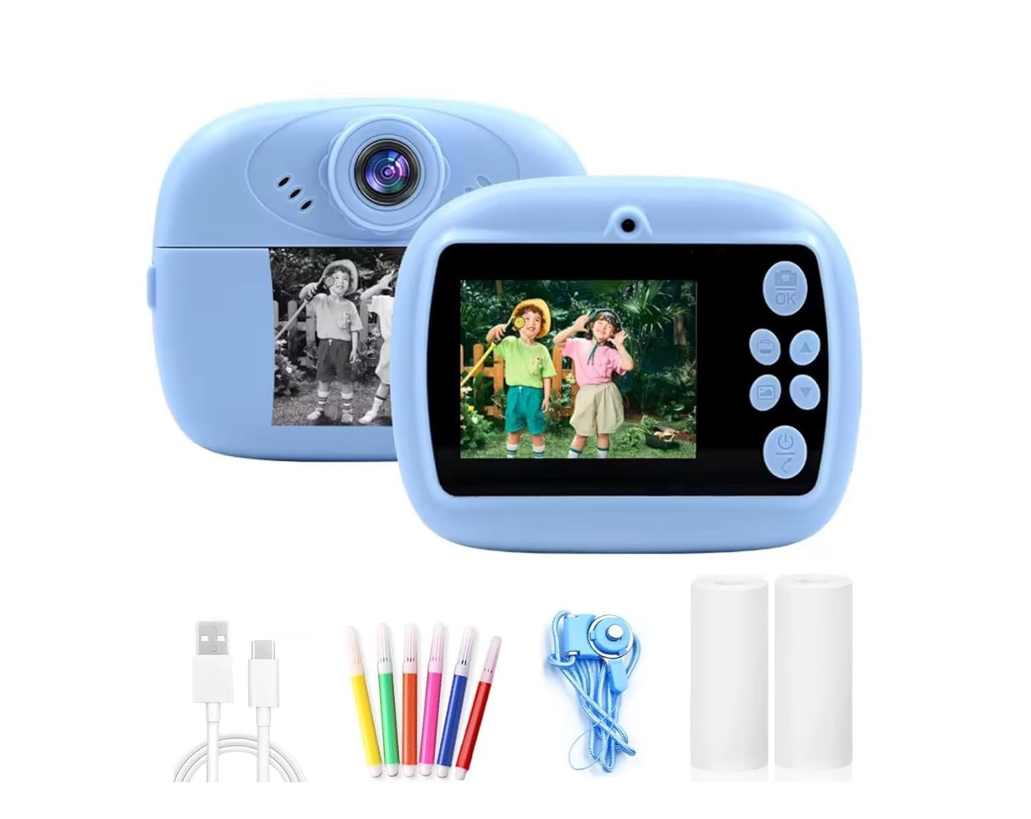 [𝟏𝟓 𝐘𝐄𝐀𝐑𝐒 𝐖𝐀𝐑𝐑𝐀𝐍𝐓𝐘] Instant Print Camera for Kids with 1080P HD Video – 48MP Dual Selfie Lens, Bluetooth Inkless Digital Photo Printer, Fun Creative Gift for Boys & Girls