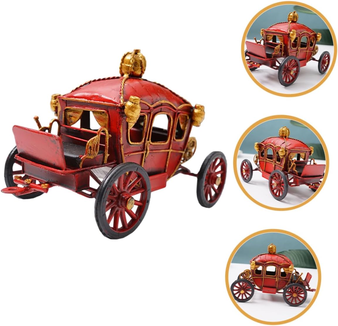 Metal Vintage Pumpkin Carriage Model Classic Home Office Decor Unique Desktop Decoration