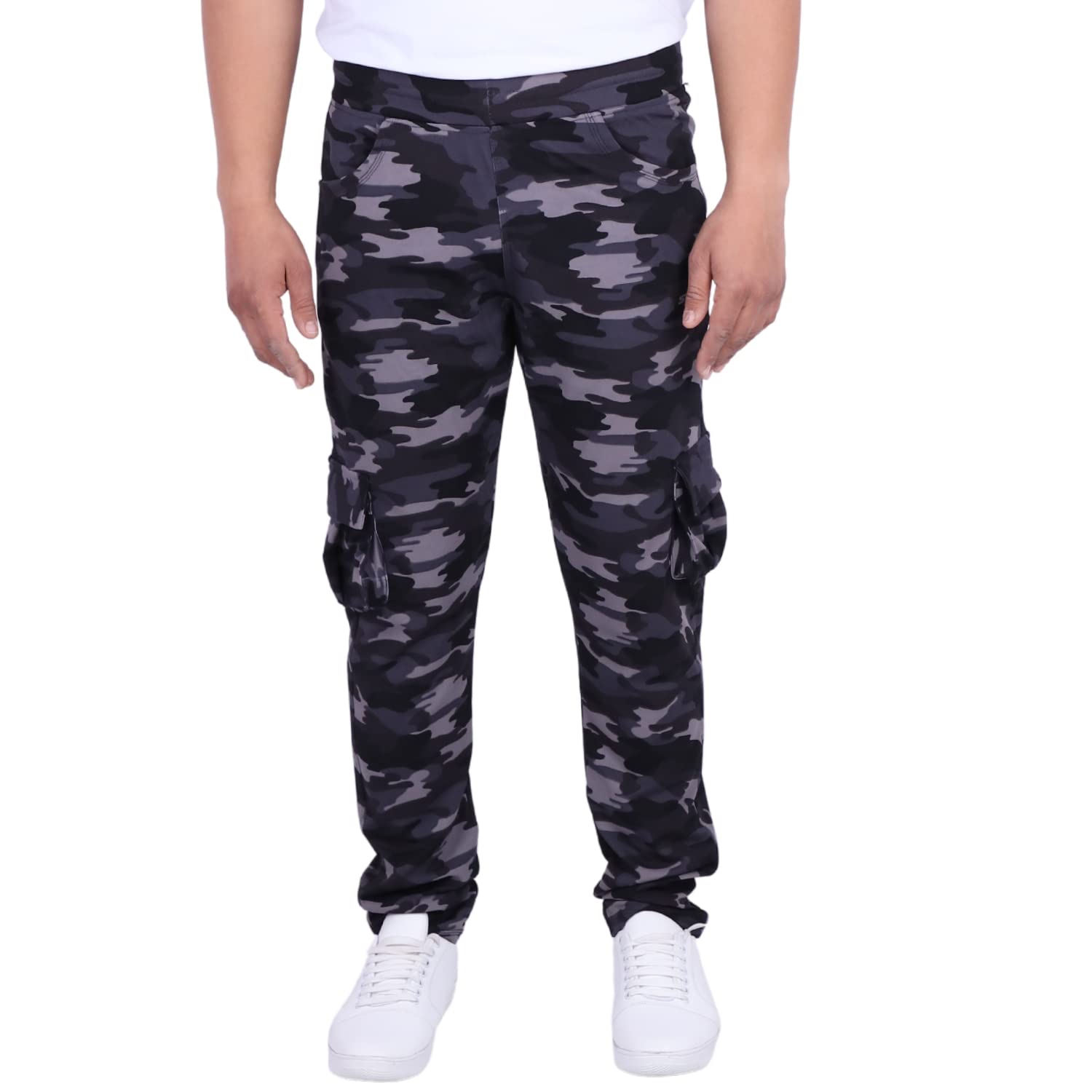 Bhondubagus® Six Pocket Camouflage Dry Fit Lycra Gym Trackpants Joggers Sports Gym Pants for Men (Black Paayjama)-image-41