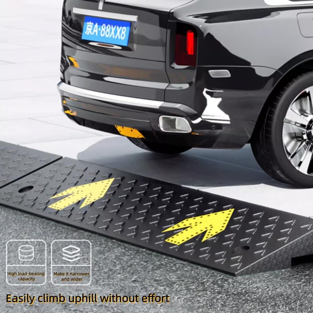 Rampes De Bordure Rampe De Trottoir en Caoutchouc 4/8/12/15/17cm Hauteur, Rampe De Seuil Robuste Rampe De Garage Rampe D'accès Antidérapante(100x30x12cm)