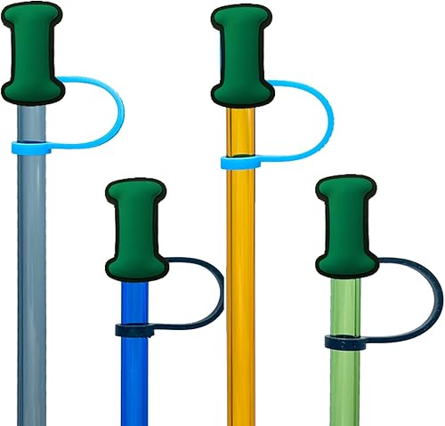 Tapa de popote de letra I para copa Stanley, 4 unidades, bonitas puntas de pajitas de silicona, reutilizables, adornos para popotes para vasos,