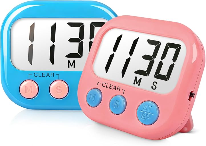 2 Pack Classroom Timers for Teachers Kids Large Magnetic Digital Timer Blue Pink | Large Screen, Strong Magnetic, Loud Alarm, Teacher Supplies
