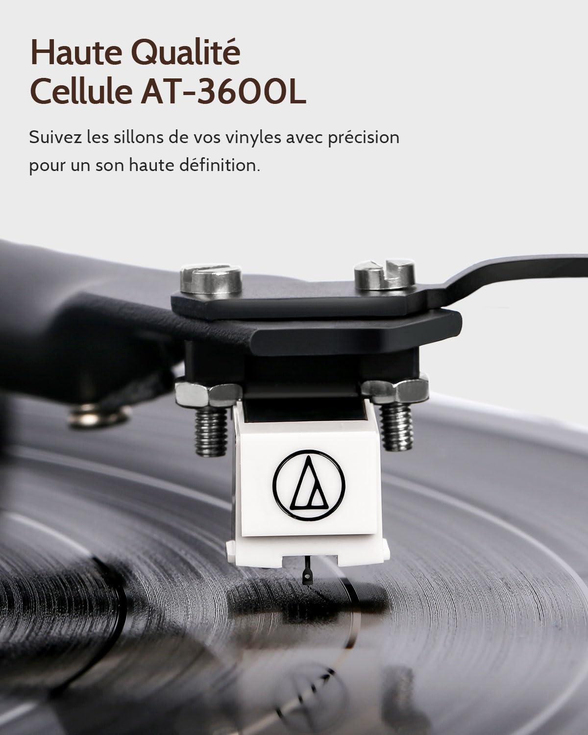 1 BY ONE Tourne-Disque Vinyl Bluetooth​ Premium avec Cartouche Magnétique, Enceintes 36 Watts à Excellent Rapport Qualité-Prix