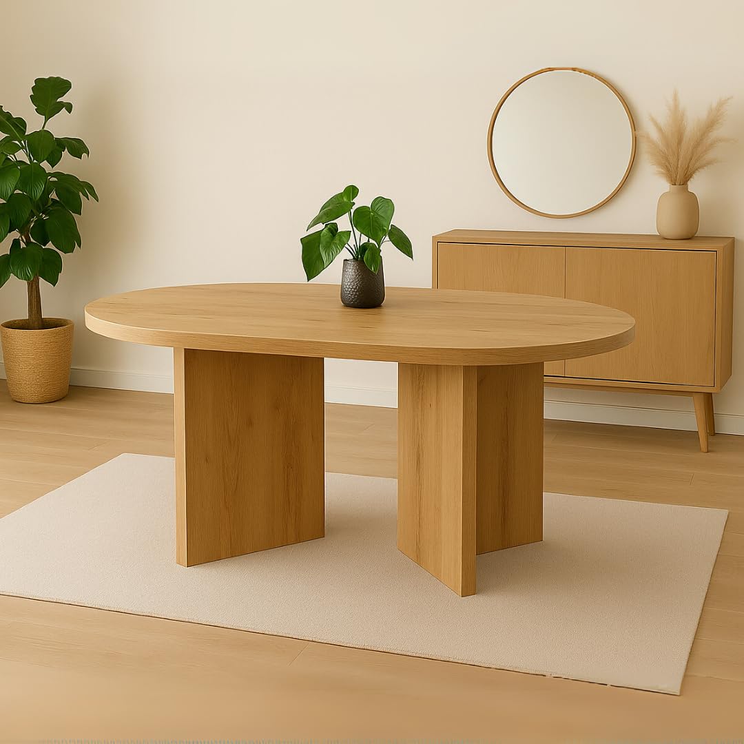 Esszimmertisch 204x90 cm Wildeiche-Optik V-Form gerade Kanten