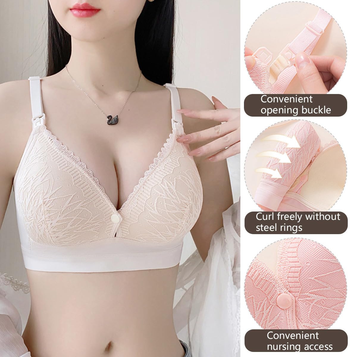 Reggiseni per allattamento per gravidanza, imbottiti, in pizzo, confezione da 4 pezzi, per gravidanza e allattamento, reggiseno push up nursing senza ferretto, reggiseno premaman