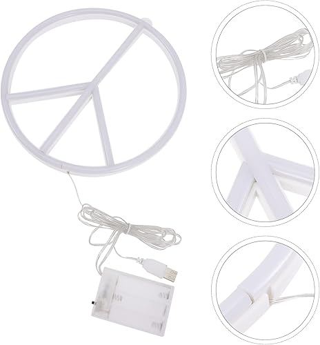 Miniatura 5 de Uonlytech Letreros de decoración LED de paz, signo de paz, símbolo de paz, luz de modelado LED de neón, lámpara de neón luminosa, señal de paz,