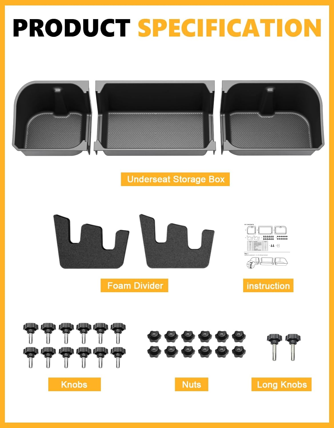 Tuyoung Under Seat Storage Boxes Compatible with 2015-2026 Ford F-150 F150 SuperCrew Cab, 2017-2026 F-250/F-350/F-450/F-550 Super Duty, Heavy Duty Rear Truck Under Back Seat Box Organizer Cargo Box