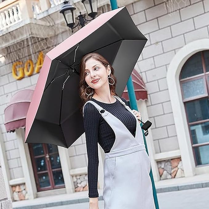 Image of Seniny Windproof Travel Umbrella, Automatic Umbrellas for Rain, Portable & Compact Umbrellas for Backpack, Strong UV for Protection, Folding Small Sun Umbrella for Car, Walking, Coral Pink, 38 inches