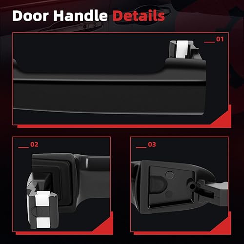 Miniatura 5 de cciyu Manija de puerta Exterior Delantera Trasera Lado del Conductor Reemplazo para 2006-2010 para Hyundai Sonata Negro