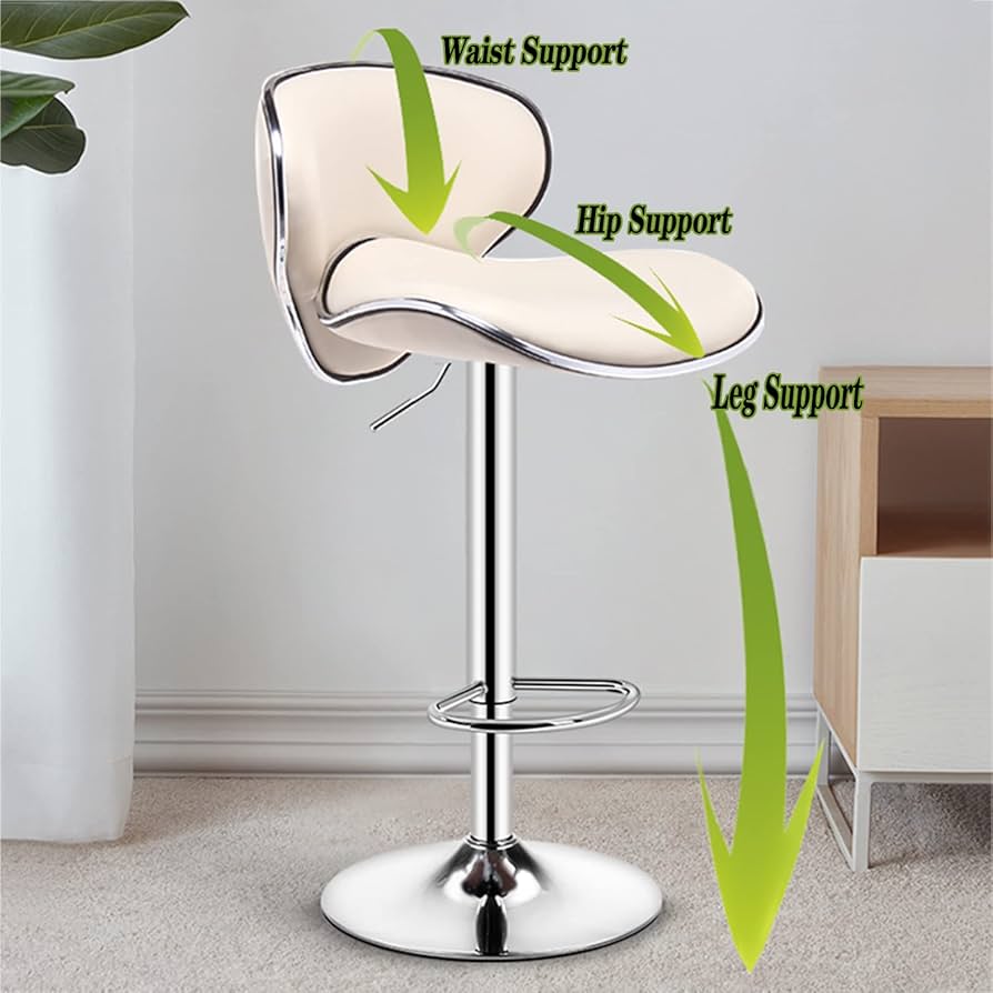 NAN カウンターチェア 高さ調節可能なバーチェア シルバートリムバタフライバックチェア 360度回転椅子 家、バー、キャッシャー、カフェ、レストラン、パブ、キッチンアイランドチェア用(Color:04)