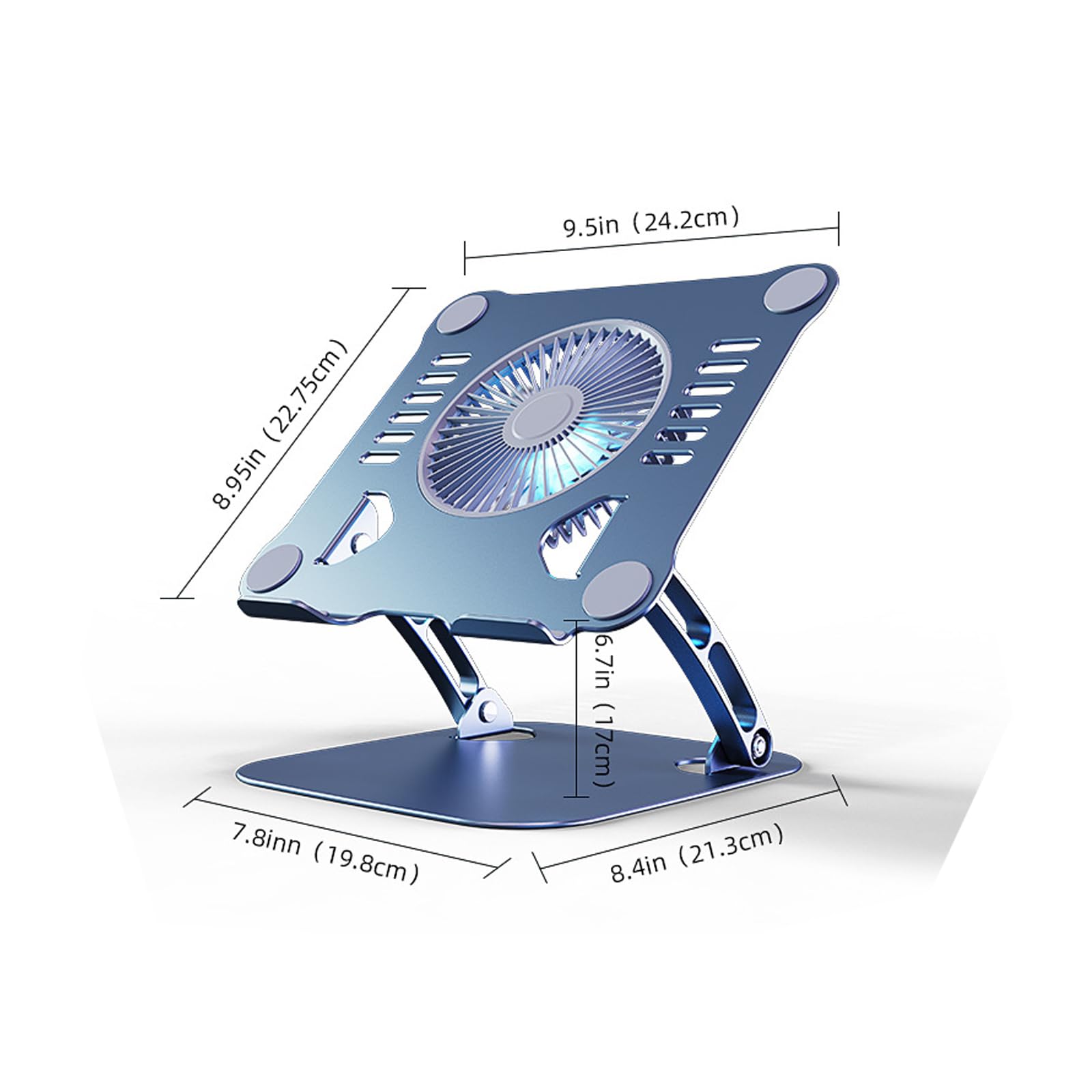 BNEI Supporto per computer portatile, girevole a 360°, ventola di raffreddamento a 180°, altezza regolabile da 5 a 30 cm, laptop fino a 16' (grigio)