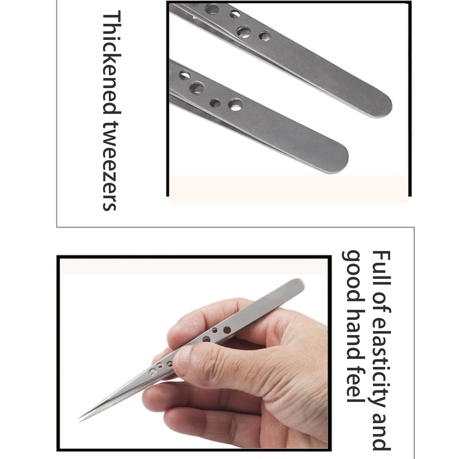 2 Stück praktische, ergonomische Edelstahl-Pinzetten für Gartenschnitt und detailliertes Basteln, Pinzette mit neun Löchern