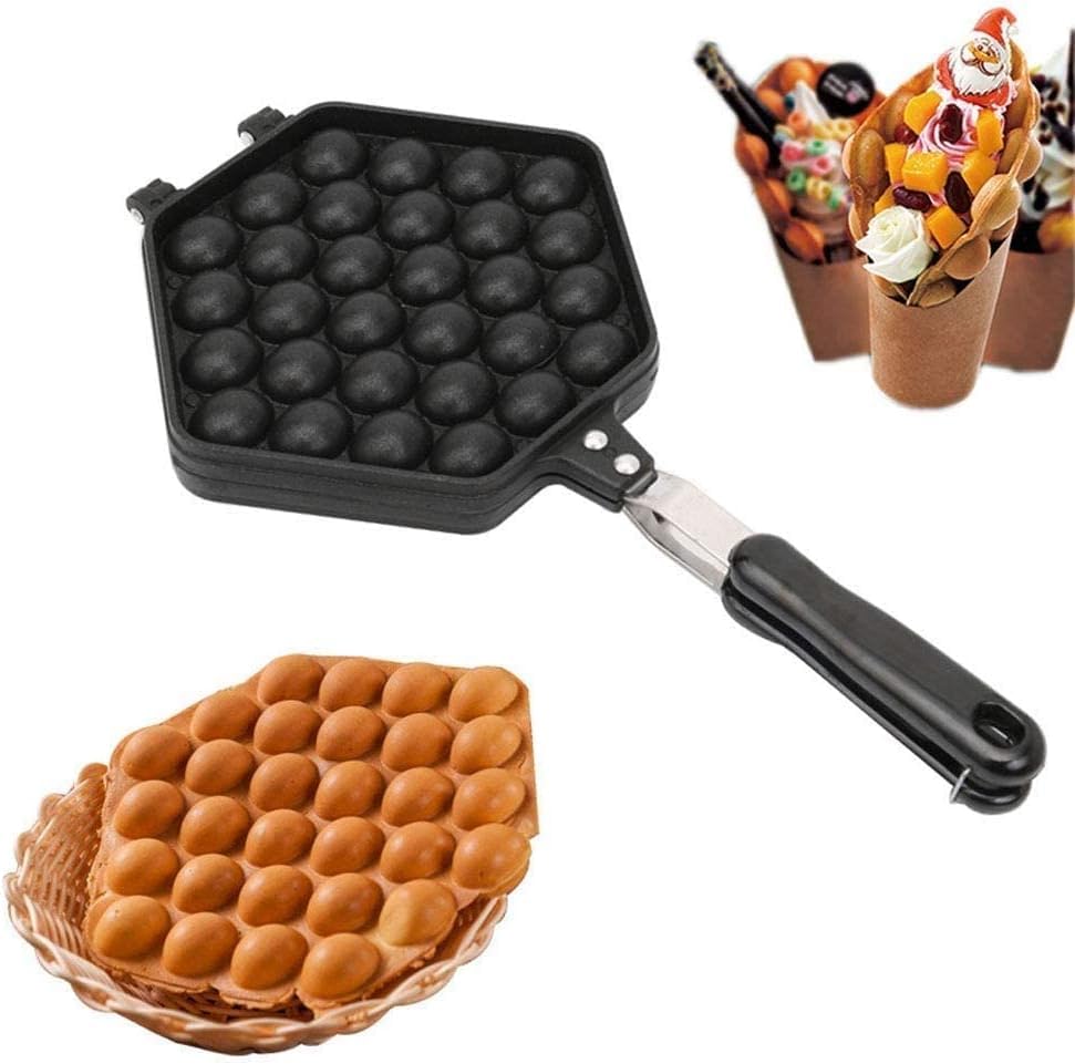 bosig® Non-stick Hong Kong Egg Waffler Pan DIY Eggettes Pan Egg Bubble Cake Baking Mold Plate for Restaurant Breakfast Snacks, Egg Waffle Maker, Aluminum Alloy,-picture-22