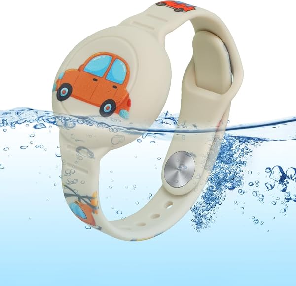 AXFEE AirTag Étuis de Protection, Silicone Bracelet Airtag pour Enfants, Mignon Housse de Protection AirTag Key Finder pour Enfants (Voiture Blanche) - 5