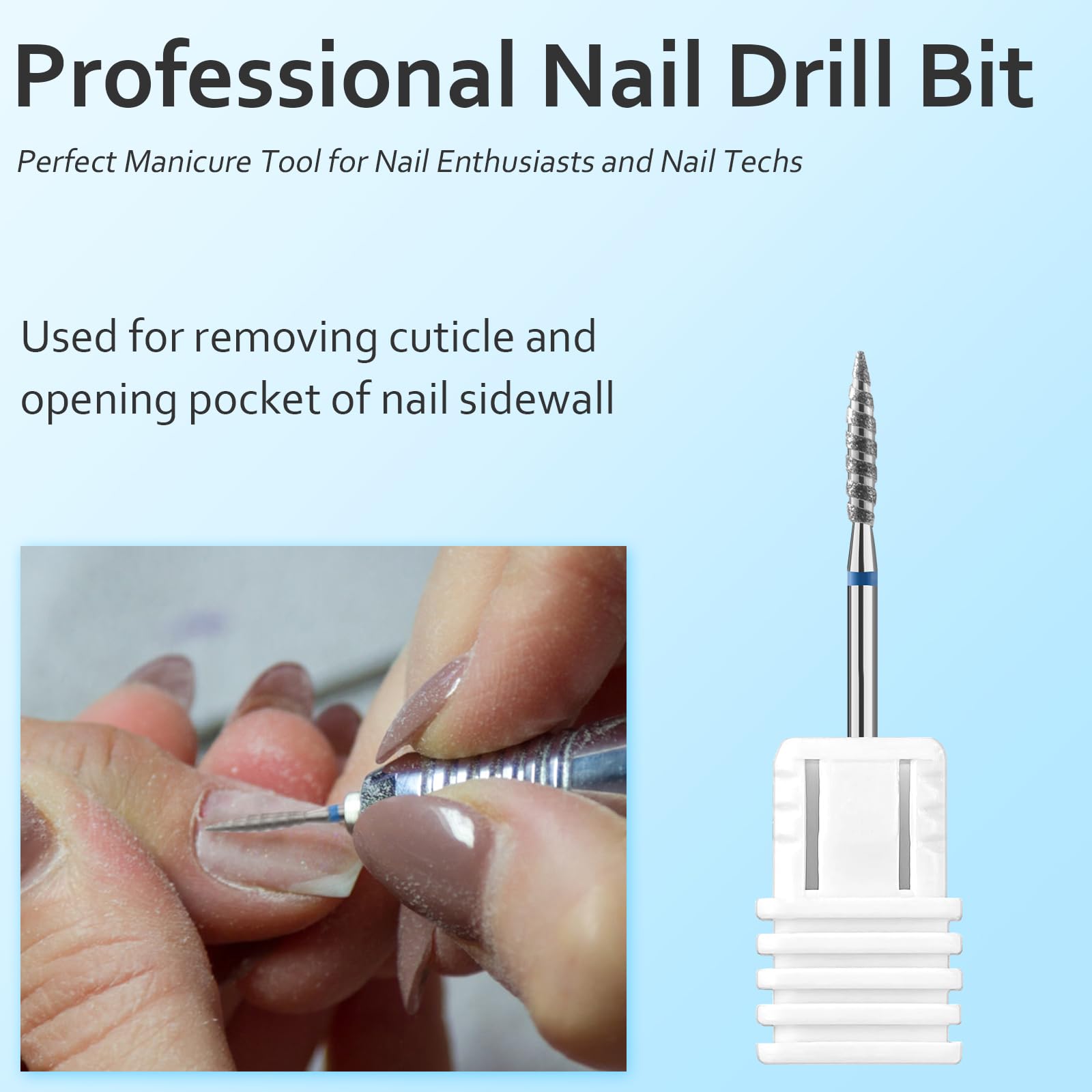 CGBE Punte Fresa Unghie Professionale, Punta Fresa Unghie Rimozione Cuticole e Pelle Morta, Diamante di Carburo, Grana Media, Forma di Fiamma, Punte Fresa Cuticole per Manicure Pedicure