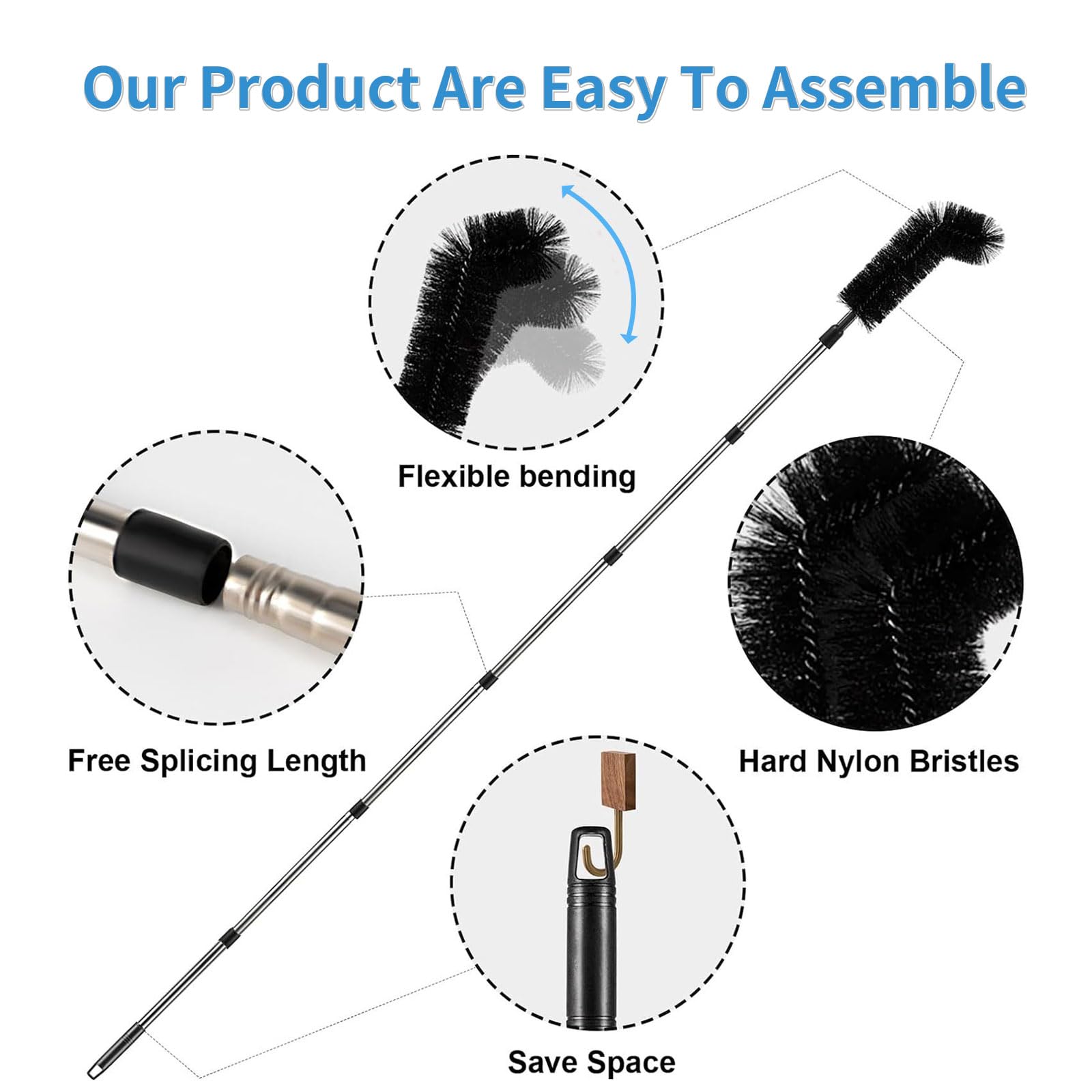 Gutter Cleaning Tool from Ground -10.5FT Adjustable Gutter Cleaner Tools, Black - Image 3