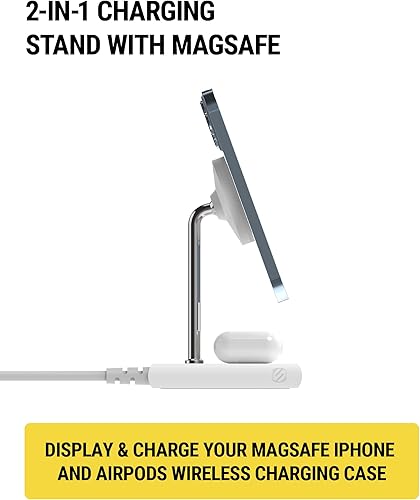 Miniatura 3 de Scosche BL2MSiQWT-AP BaseLynx 2.0 Estación de carga modular 2 en 1 con MagSafe, soporte de teléfono de carga inalámbrica rápida de 15 W compatible