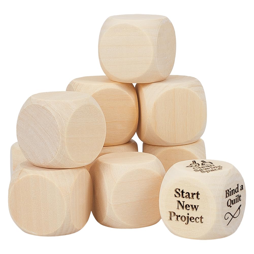 BENECREAT 40 Dadi In Legno Grezzo da 3x3x3 cm, Piccoli Dadi a 6 Facce con Angoli Arrotondati per Dipingere, Disegnare, Impilare, Colorare e Giocare