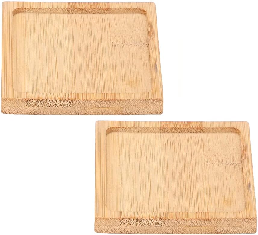 2 Pieces Bamboo Saucer 5 Inch Planter Pot Saucer Plant
