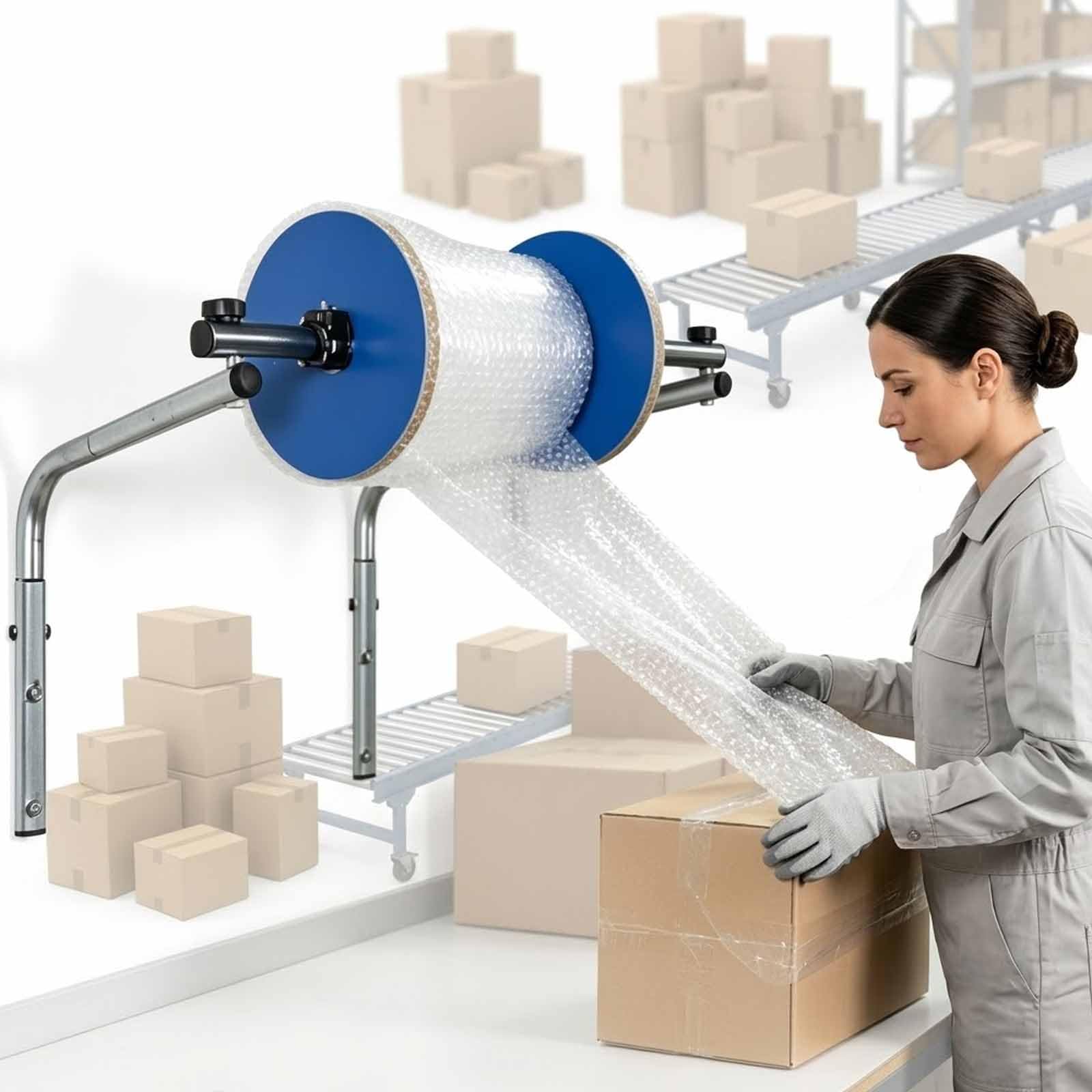 Distributeur Mural De Film À Bulles, Support De Rouleau De 40 Cm (15,7 Pouces) Avec Fixation Stable Et Sans Vibrations, En Acier Épais, Fermeture Flexible, Idéal Pour Lemballage, Le Déménagement,