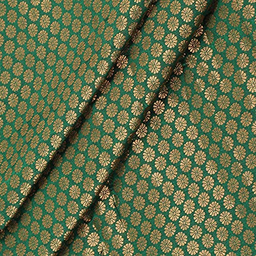 Luxurious Dark Green Brocade Art Silk Fabric for Elegant Home Decor, Weddings, and Couture Fashion - 44 Inches Wide, Sold by the Yard 3 Luxurious Dark Green Brocade Art Silk Fabric for Elegant Home Decor, Weddings, and Couture Fashion - 44 Inches Wide, Sold by the Yard - Image 2