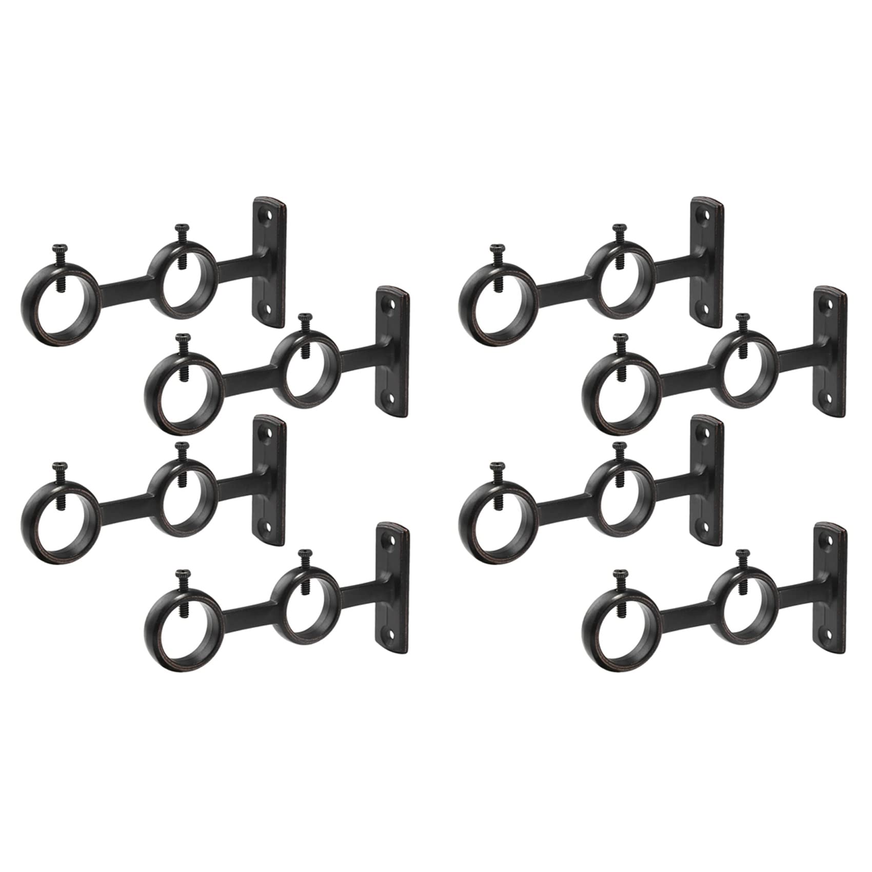 Hndhbfgrt Black 8X Curtain Rod Bracket Adjustable Double Curtain Rod Brackets Circle Curtain Rod Holders For Diameter Below 1.1 Inch