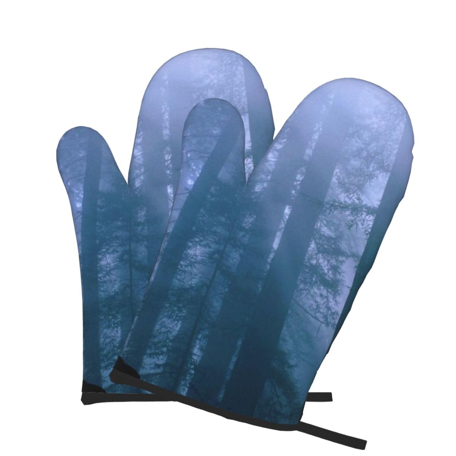 Oven Mitts Set of 2 Pcs, The Wolf is Roaring Prints Heat Resistant Kitchen Gloves for Cooking Baking Grilling
