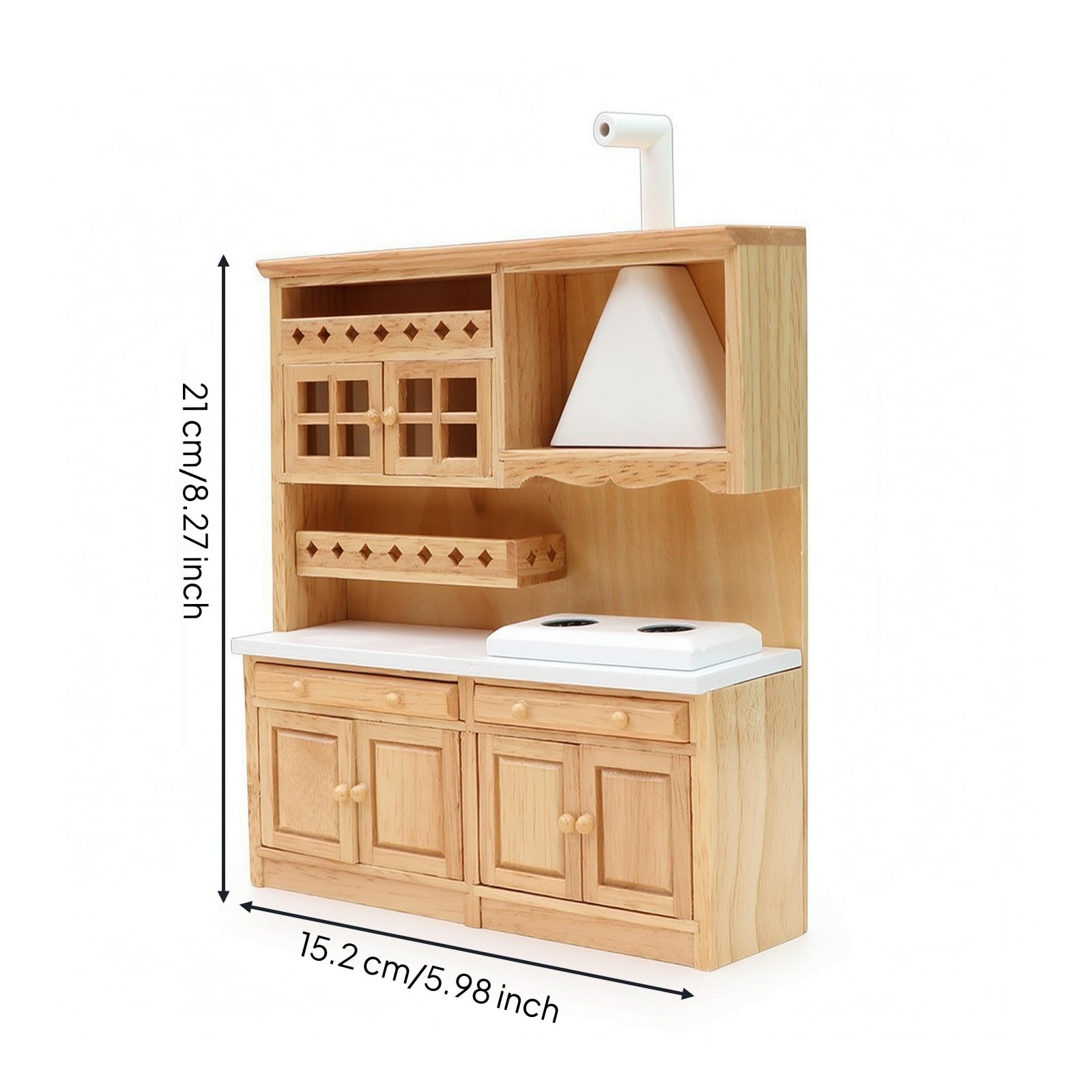 harayaa Set Cucina Miniatura con Lavello Armadietto Bambola Delle Bambole Unità Cucina Angolare in Legno di Gomma con Dettagli