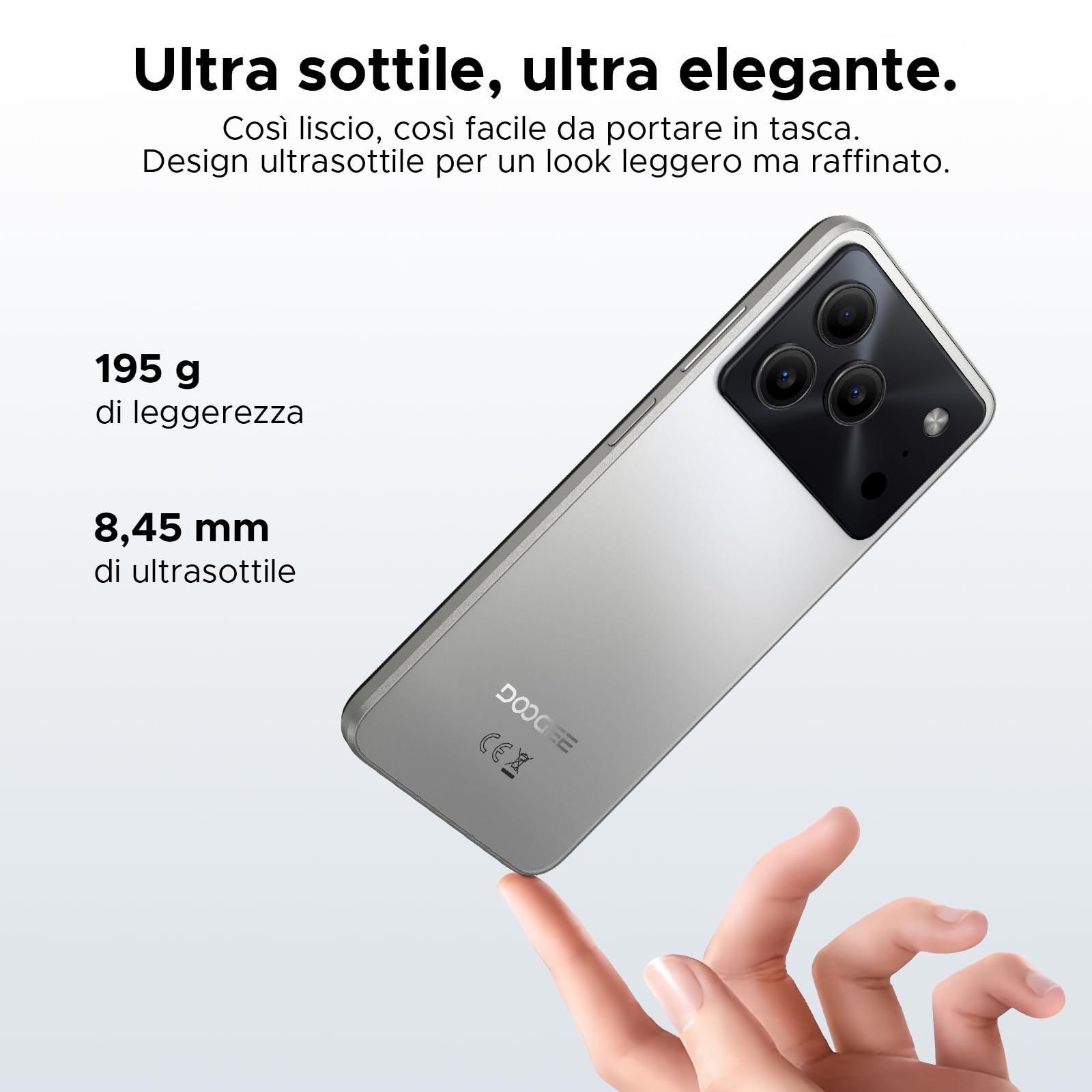 DOOGEE Note 56 Smartphone Android 16, 6150 mAh, 8.45 mm Ultrasottile, 6.56" HD + 90 Hz IPS, 24 GB + 64 GB/2 TB TF, 4G Smartphone 2025,Telefoni Android, Dual SIM/Octa Core/OTG/Face ID/GPS, Naturale