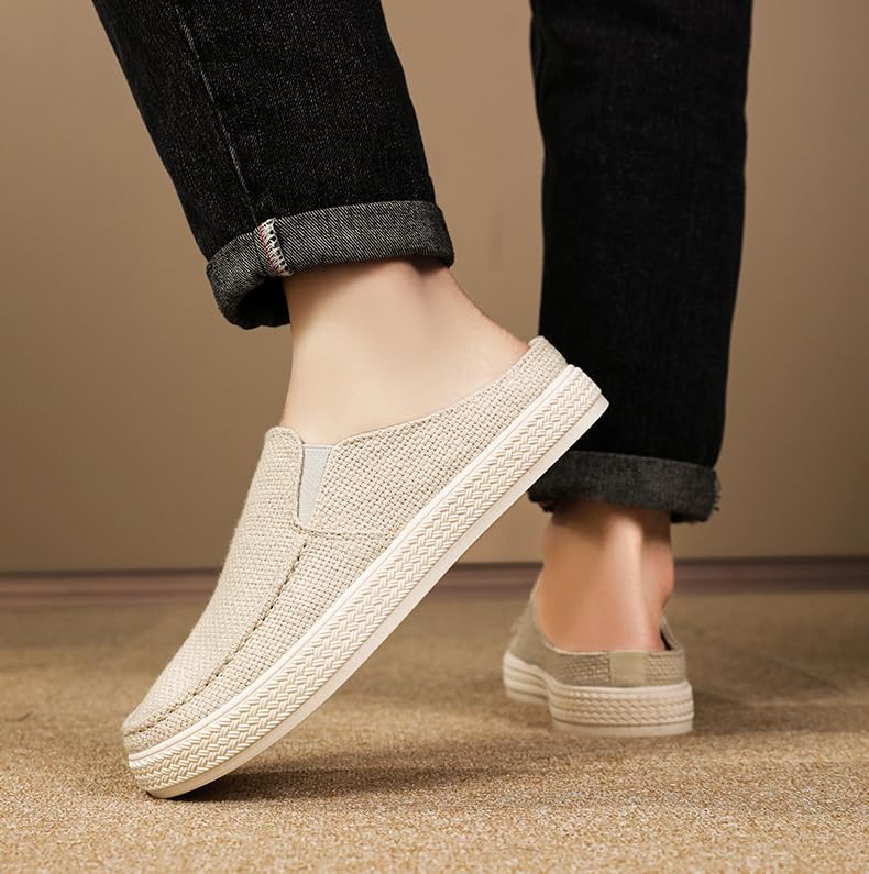 Men’s Summer Slip‑On Loafers,Mesh Half‑Mules with Arch Support, Breathable Soft Sole Driving Shoes for Boating, Beach4