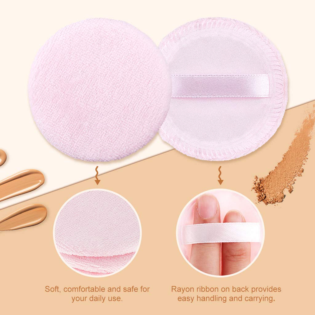 5 spugnette per cipria, applicatore rotondo in cotone, per cipria e fondotinta, 8 cm (rosa)