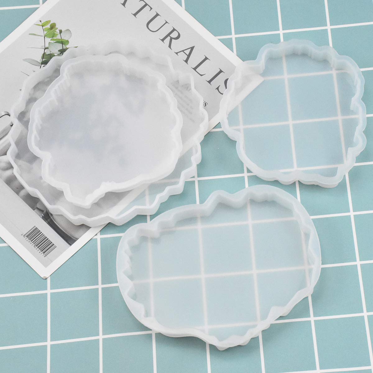 4-teiliges Silikonformen-Set Für Epoxidharz – DIY Untersetzer Gießformen In Verschiedenen Größen | Glasklar & Flexibel