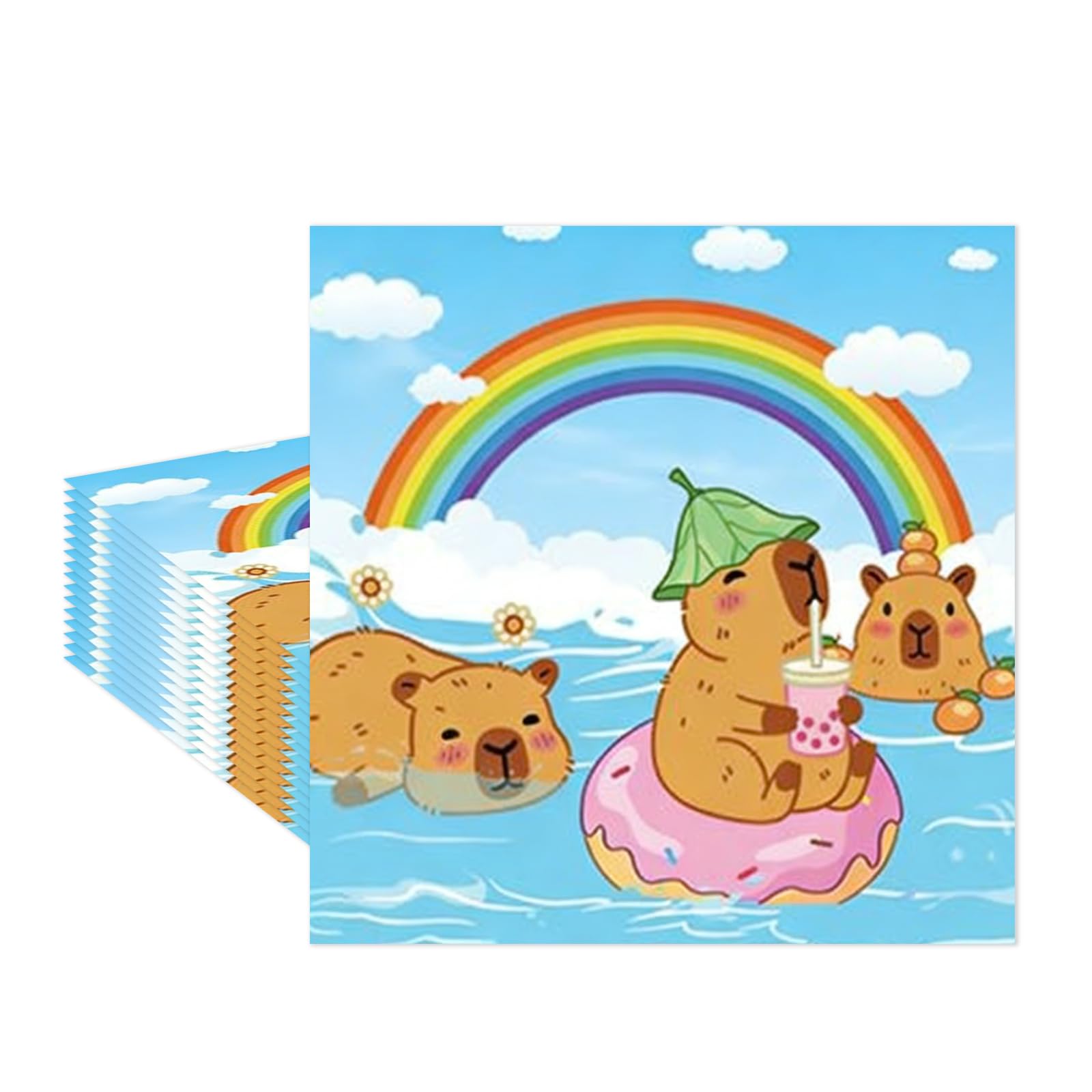 Nymora 40 Pieces Capybara Napkins, Capybara Birthday Paper Napkins Disposable 33x33cm, Cute Cartoon Serviettes for Party Decorations