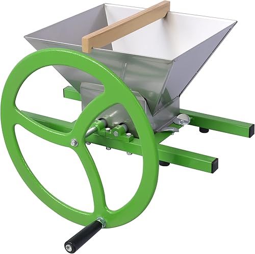 Trituradora de frutas y manzanas, trituradora manual de 7L1.8 galones con mango de rueda, trituradora portátil para prensado de vino y sidra