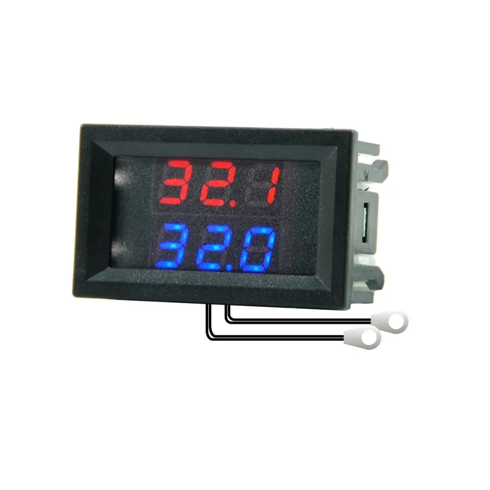 10 sztuk DC4-28V termometr cyfrowy podwójny wyświetlacz mini wodoodporna metalowa sonda NTC czujnik temperatury do wnętrza samochodu (niebieski 3 bity)
