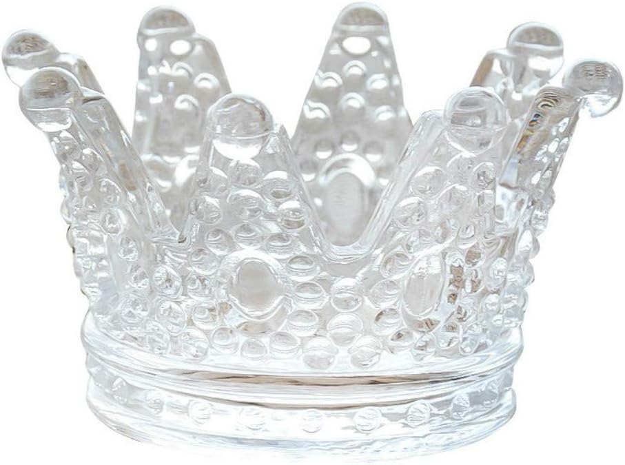 Glass Crown Ashtray,Creative Desktop Smoking Ash Tray Home Office Decoration (Transparent Crystal Glass)