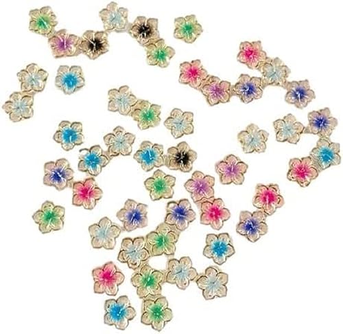 50pcs Kawaii Multicolor Mezcla de Flores Surtidos Adornos de Resina Cabujón para Manualidades