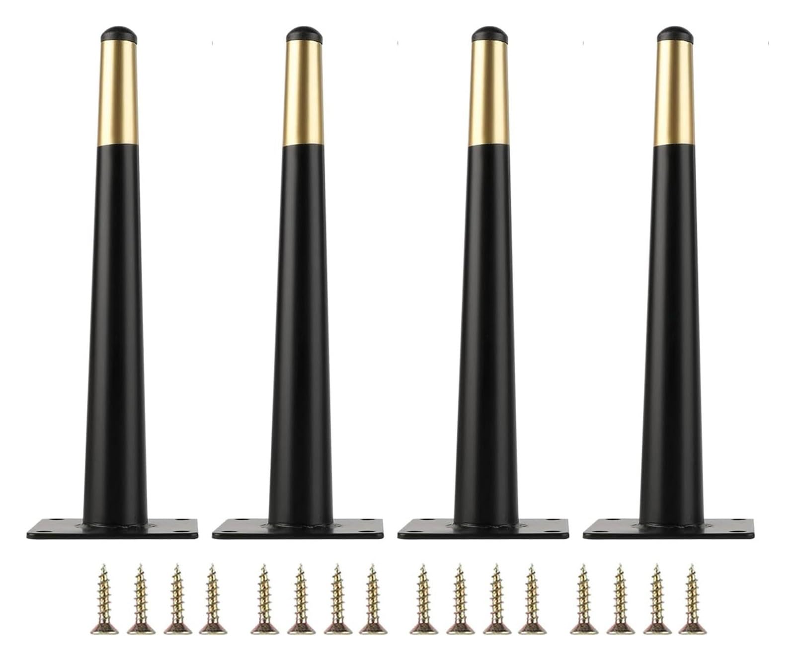 Set di 4 gambe regolabili per mobili, in metallo, affusolate, nere, 25 cm / 9.84in, per divano, scrivania, tavolo, letto, armadio, supporto per la decorazione della casa